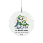 Personalized Snowy Owls Family Ornament