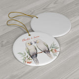 Personalized Flowers & Parrots Ornament