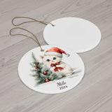 Personalized White Kitten Christmas Ornament