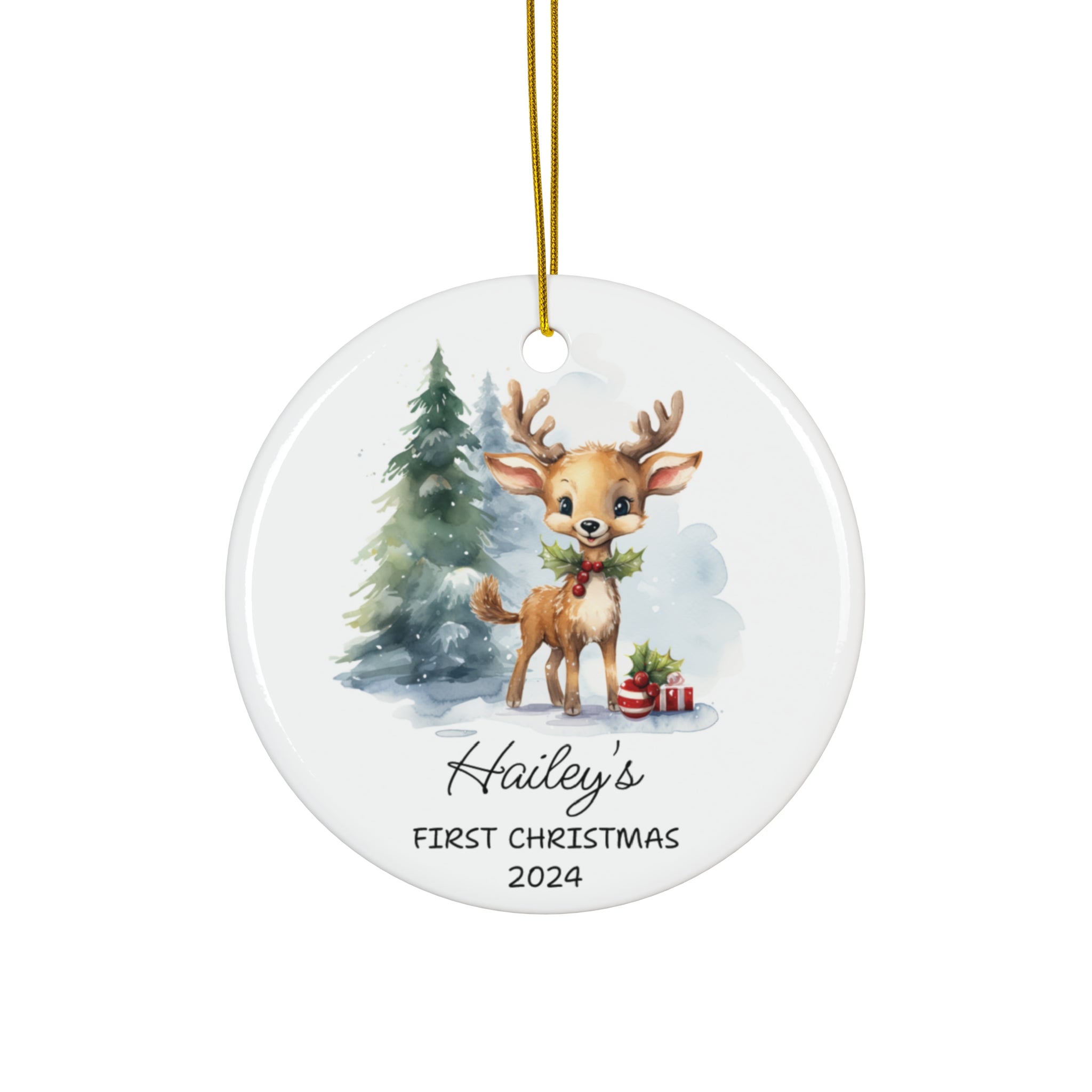 Personalized Reindeer Baby's First Christmas Ornament