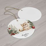 Personalized Festive Kitten with Baubles Ornament