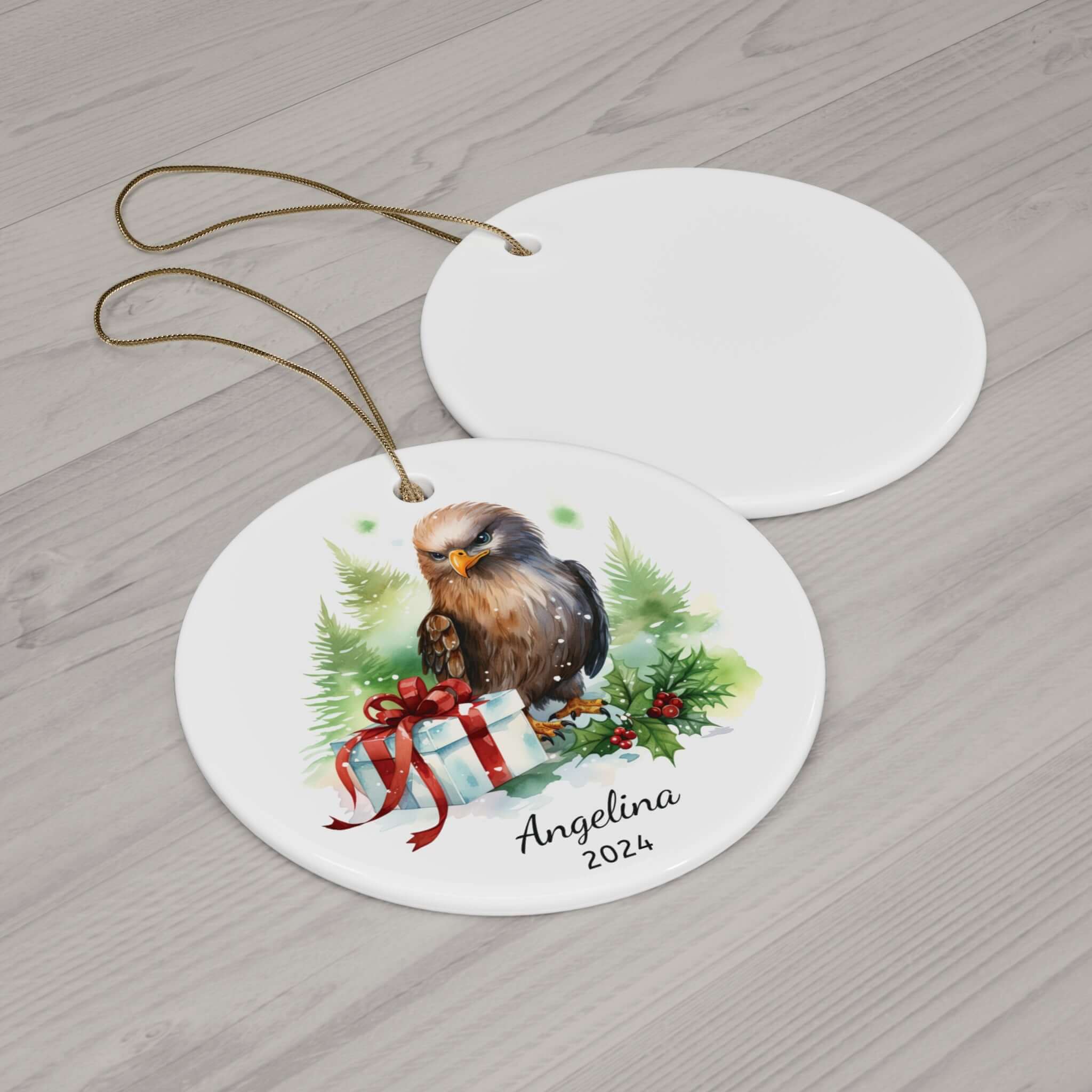 Personalized Wild Bald Eagle Christmas Ornament