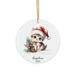 Personalized Adorable Kitten with Santa Hat Ornament