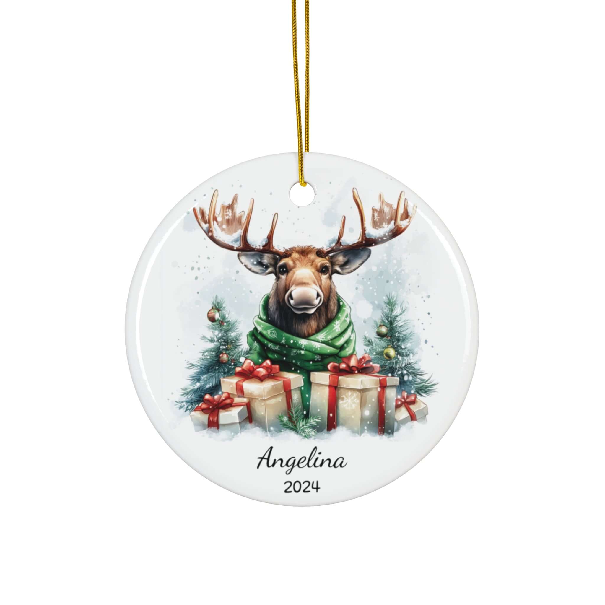 Personalized Moose & Gifts Holiday Ornament