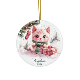Personalized Snowy Christmas Kitten Ornament