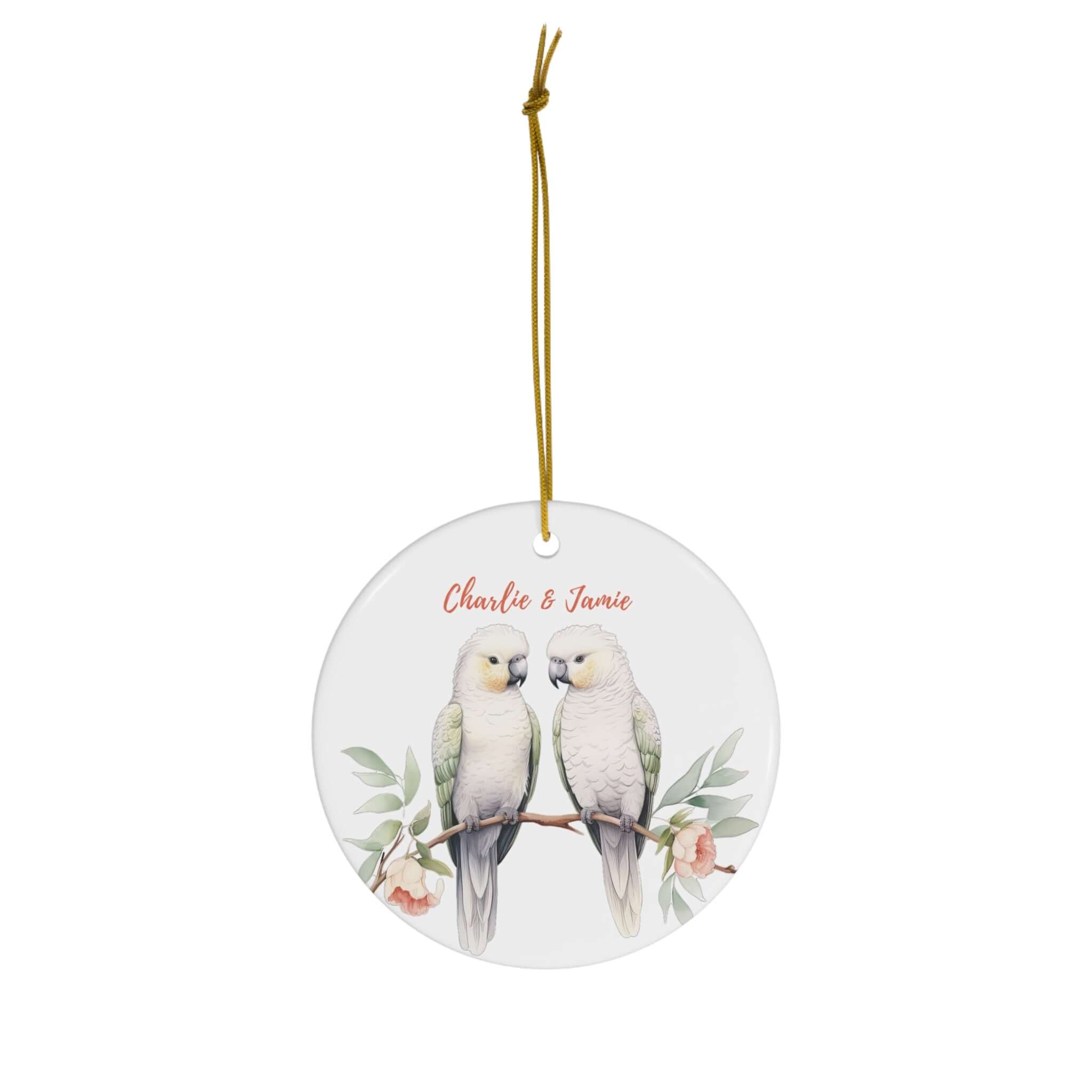 Personalized Flowers & Parrots Ornament