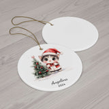 Personalized Santa Kitten Holiday Ornament