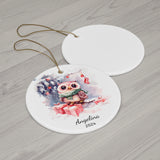 Personalized Owl with Green Scarf Ornament