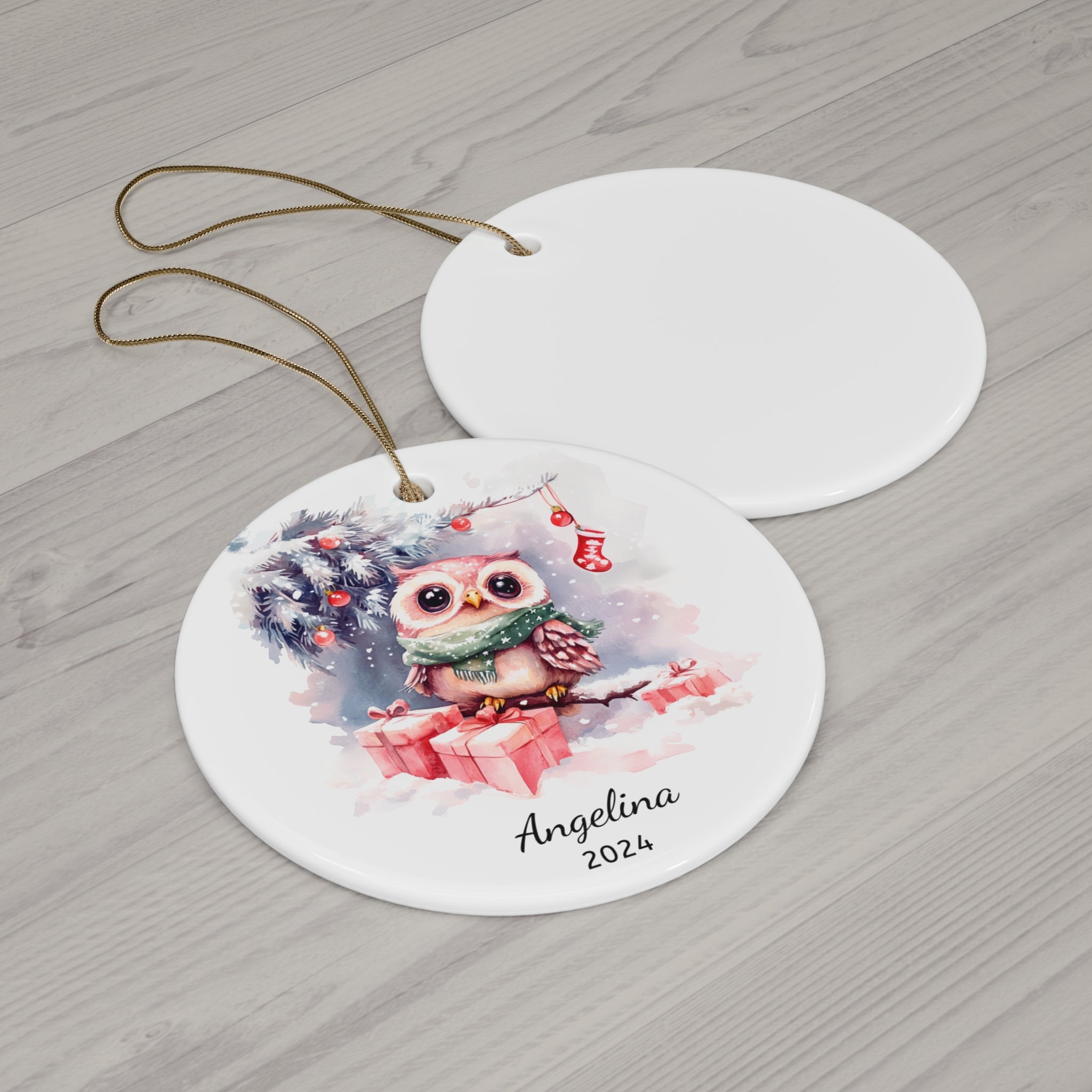 Personalized Owl with Green Scarf Ornament