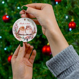 Personalized Cute Birds & Flowers Floral Ornament