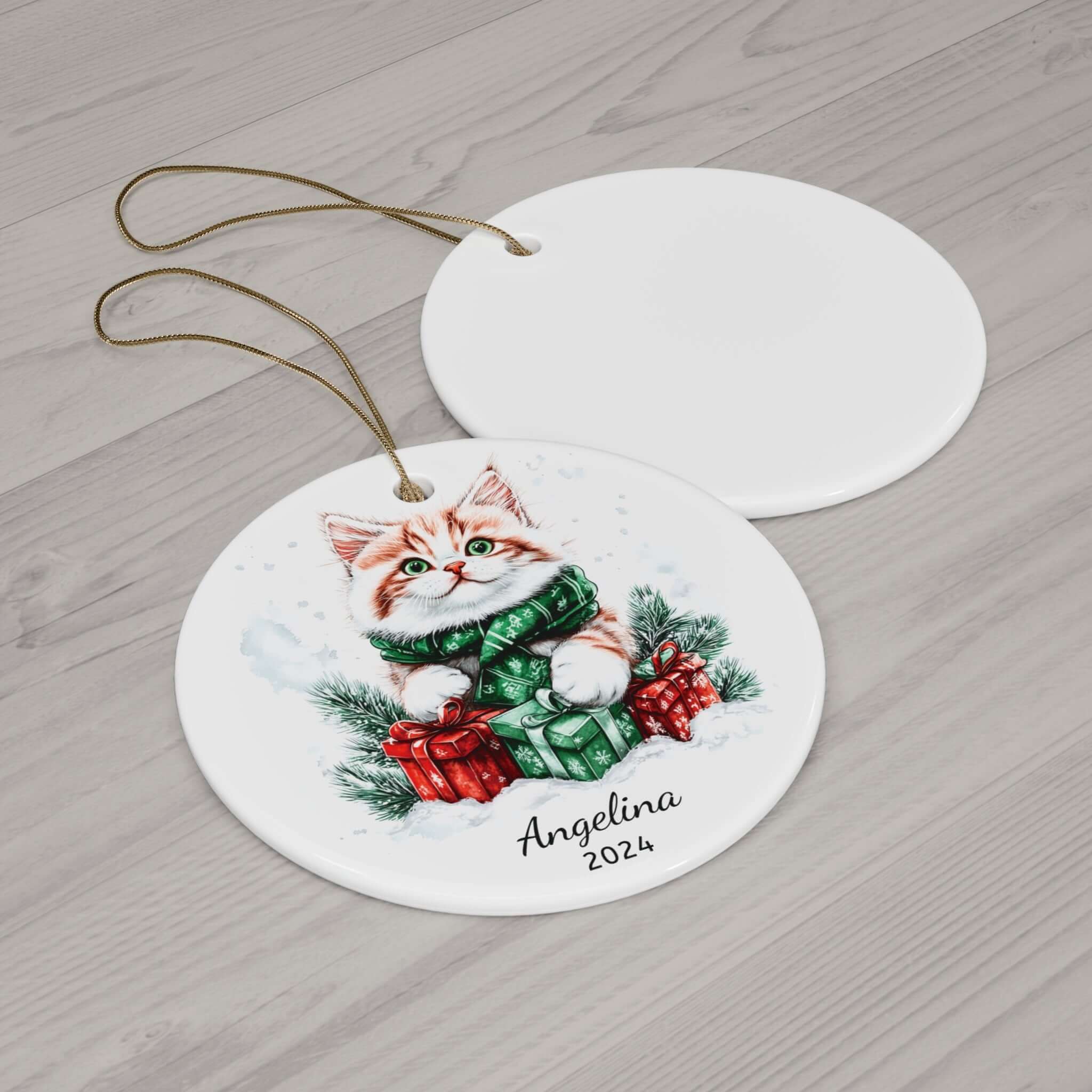 Personalized Christmas Cat Gift Ornament