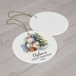 Personalized Snowy Polar Bear Holiday Keepsake Ornament