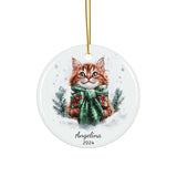 Personalized Ginger Cat Christmas Ornament