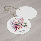 Personalized Snowy Branch Bald Eagle Chick Ornament