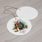 Personalized Festive Eagle with Candy Ribbon Ornament