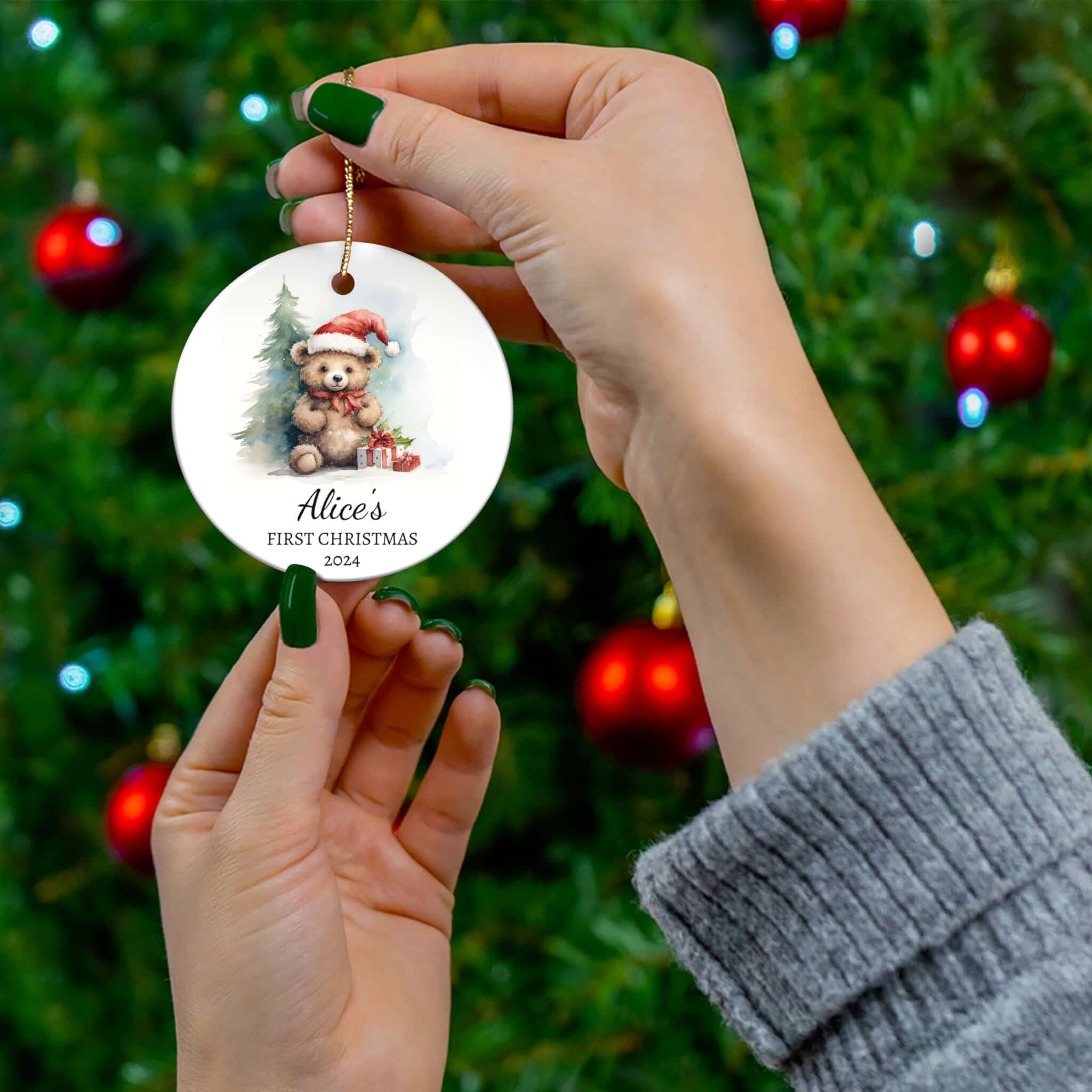 Personalized Charming Christmas Bear Ornament
