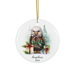 Personalized Festive Eagle with Candy Ribbon Ornament