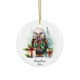 Personalized Festive Eagle with Candy Ribbon Ornament