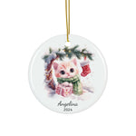 Personalized Snowy Christmas Baby Cat Keepsake Ornament