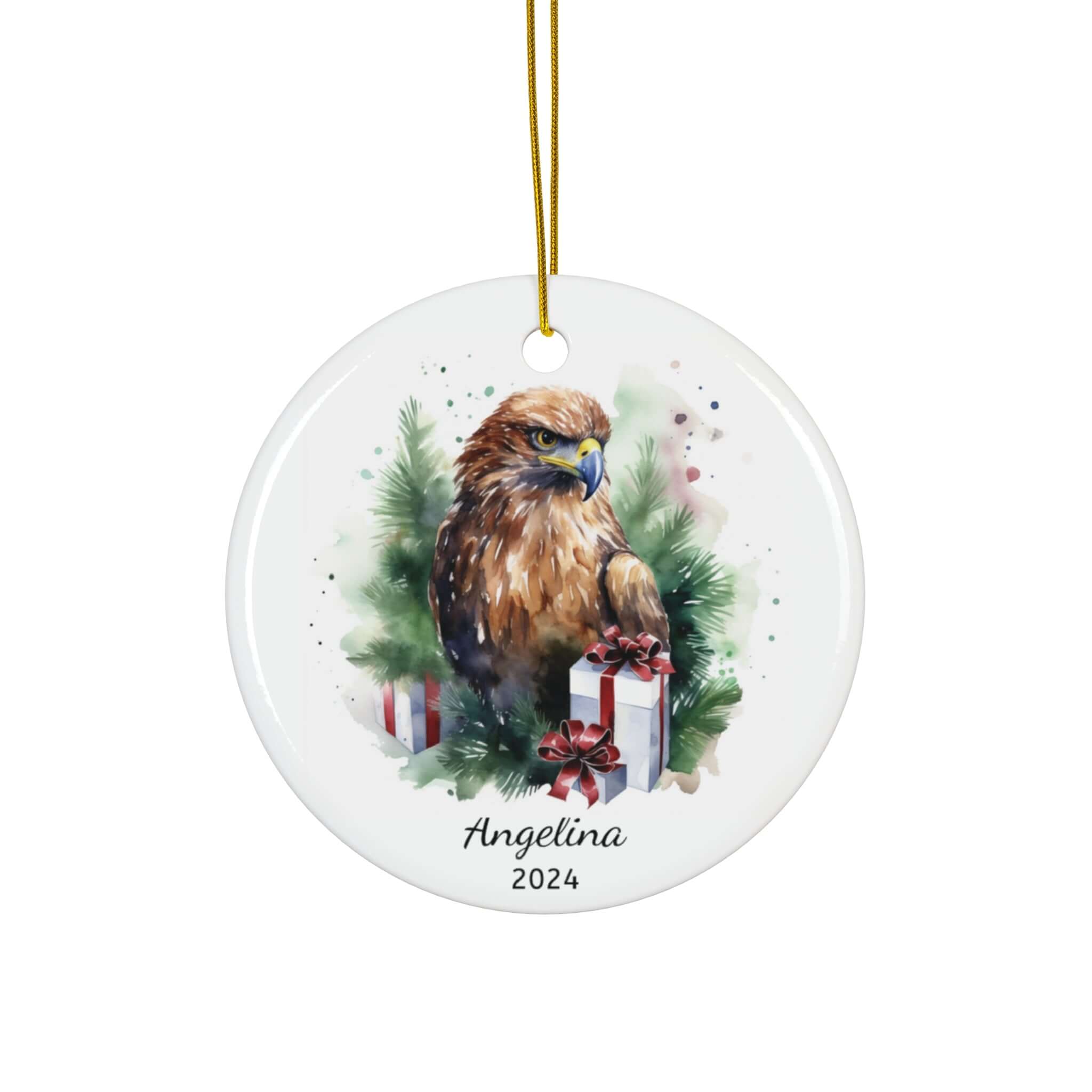 Personalized Brown Eagle Christmas Ornament