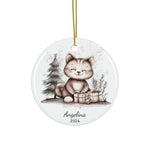 Personalized Happy Cat Christmas Ornament