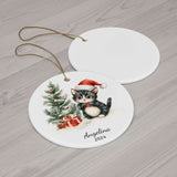 Personalized Santa Kitty Christmas Ornament