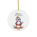 Personalized Baby's First Christmas Penguin Ornament
