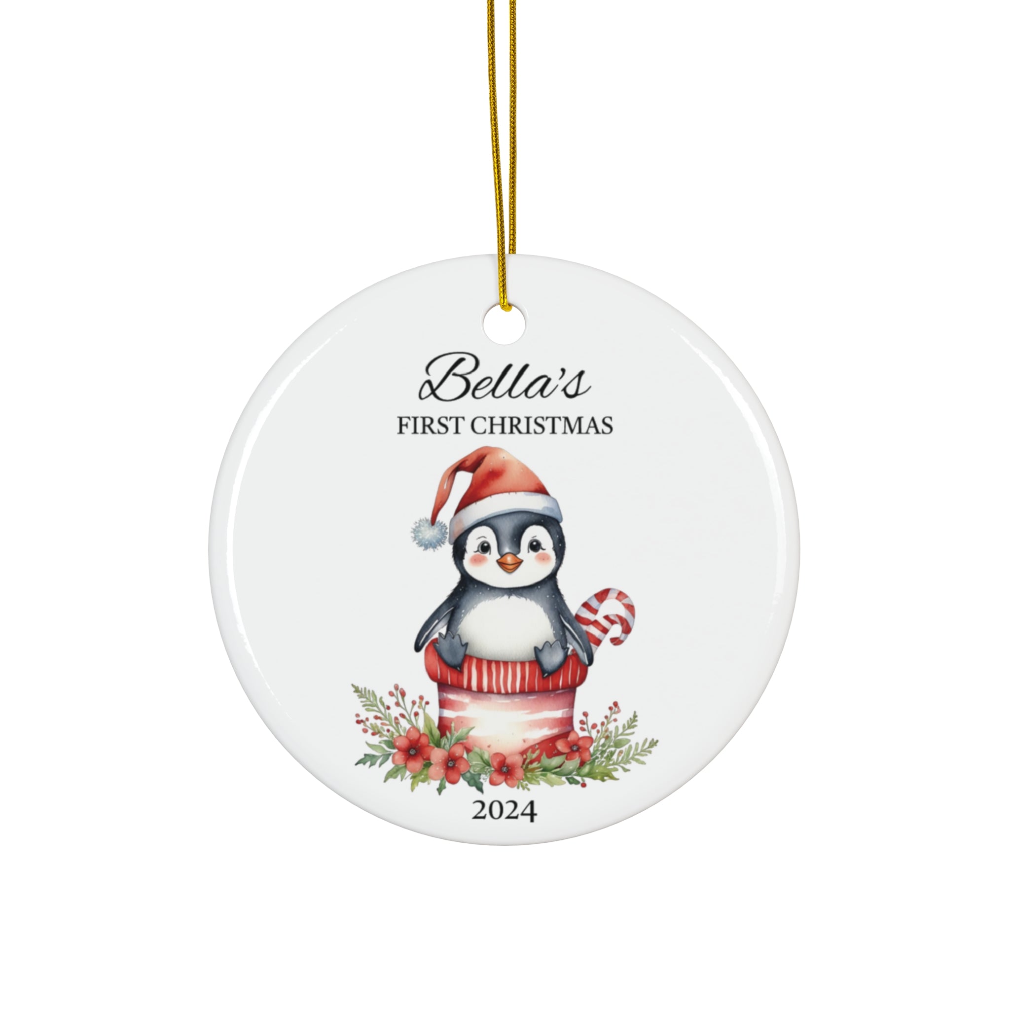 Personalized Baby's First Christmas Penguin Ornament