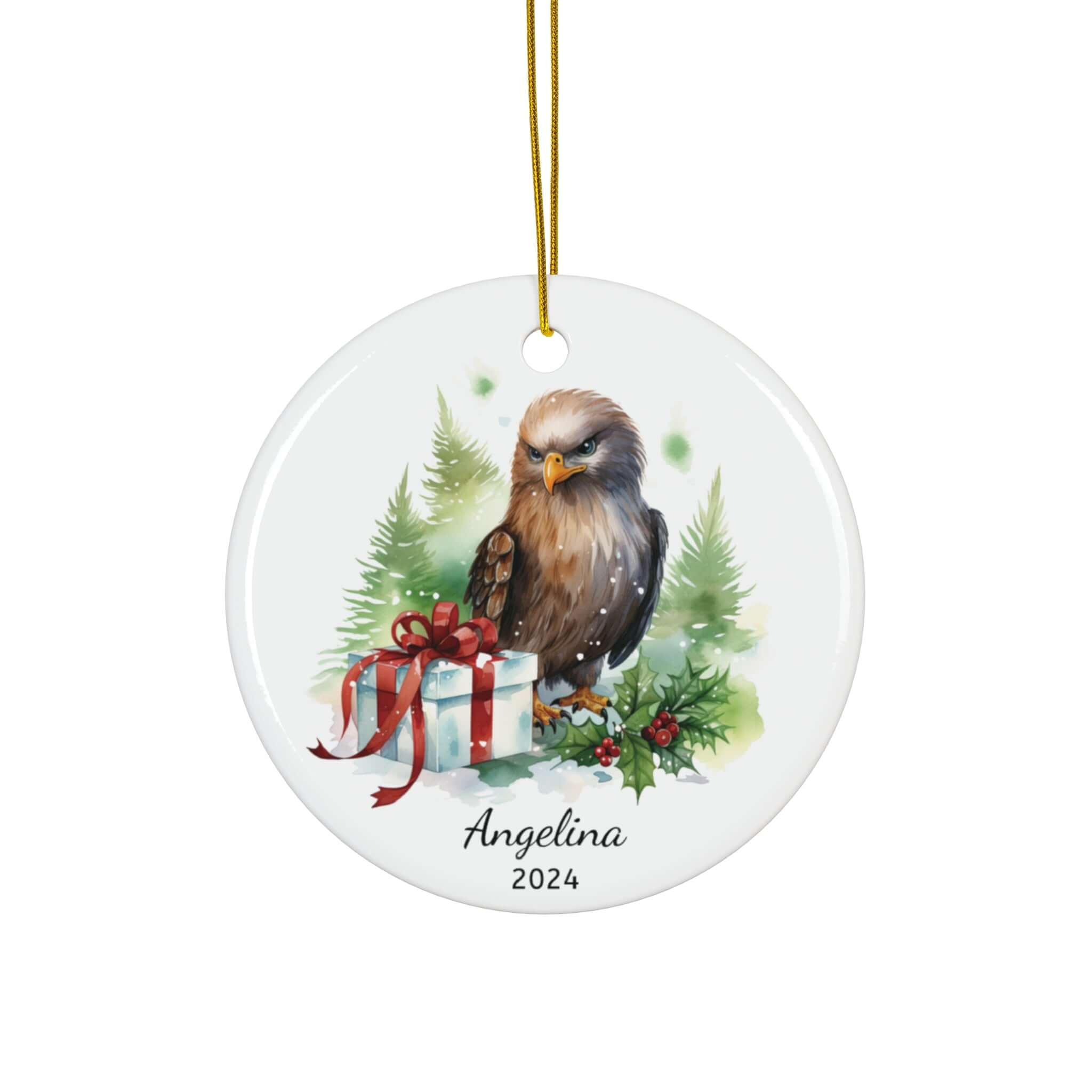 Personalized Wild Bald Eagle Christmas Ornament