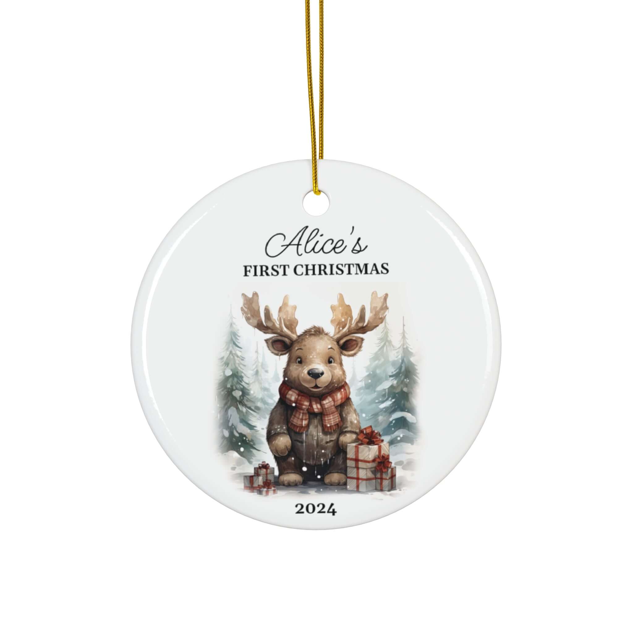 Personalized Adorable Moose Gift Ornament