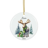 Personalized Moose with Green Scarf Ornament