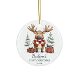 Personalized Cheerful Moose Christmas Ornament