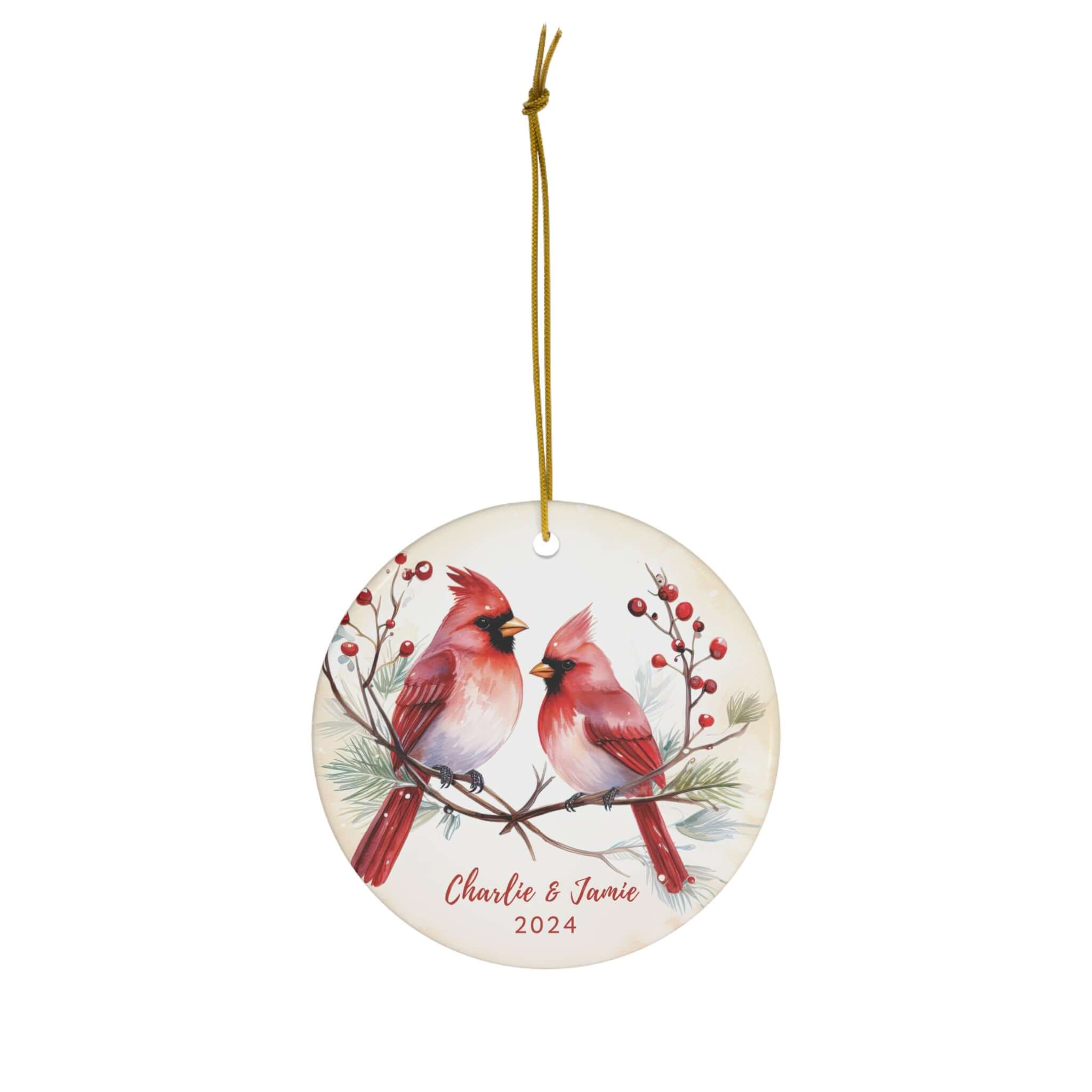 Personalized Red Cardinal Birds Ornament