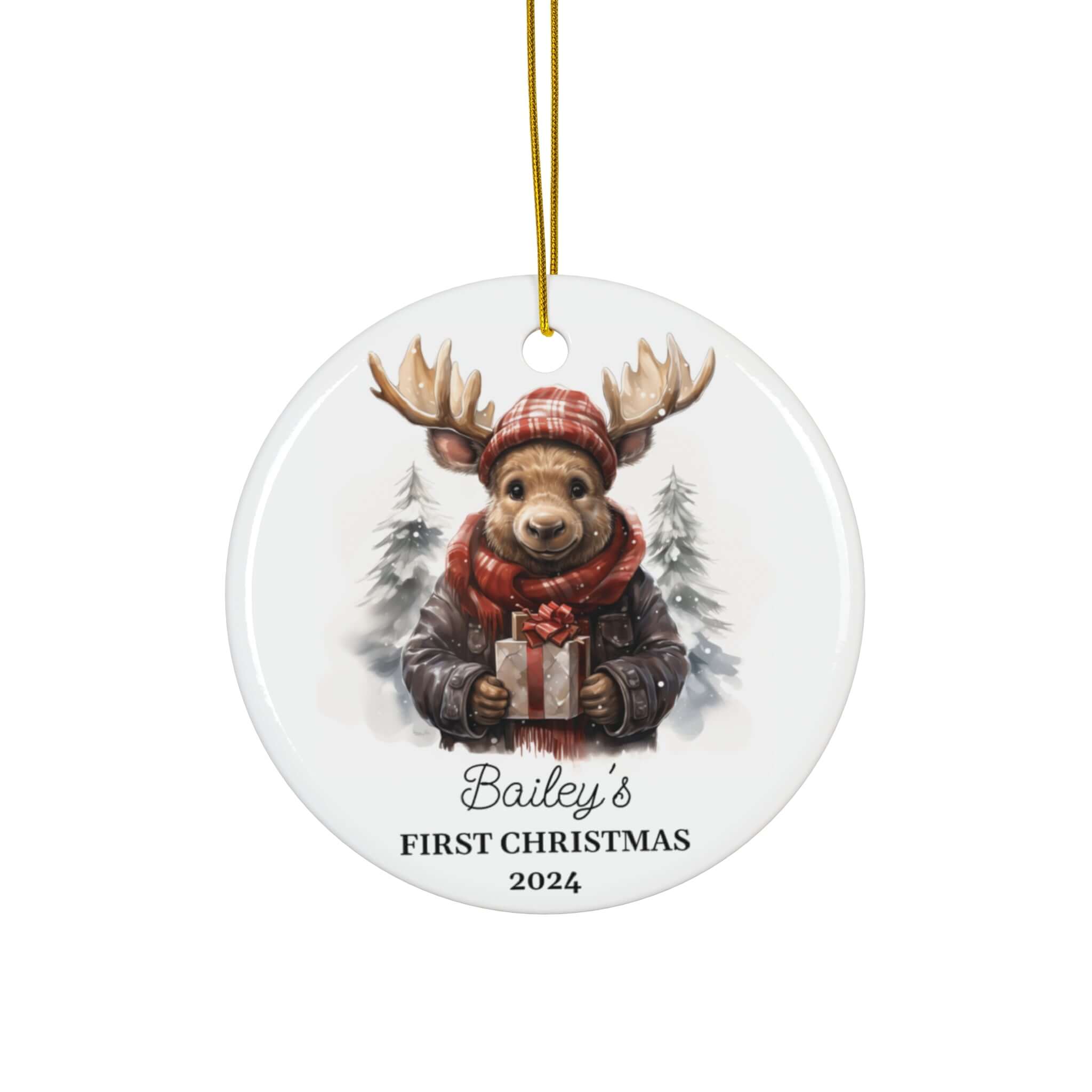 Personalized Cute Anthropomorphic Moose Ornament