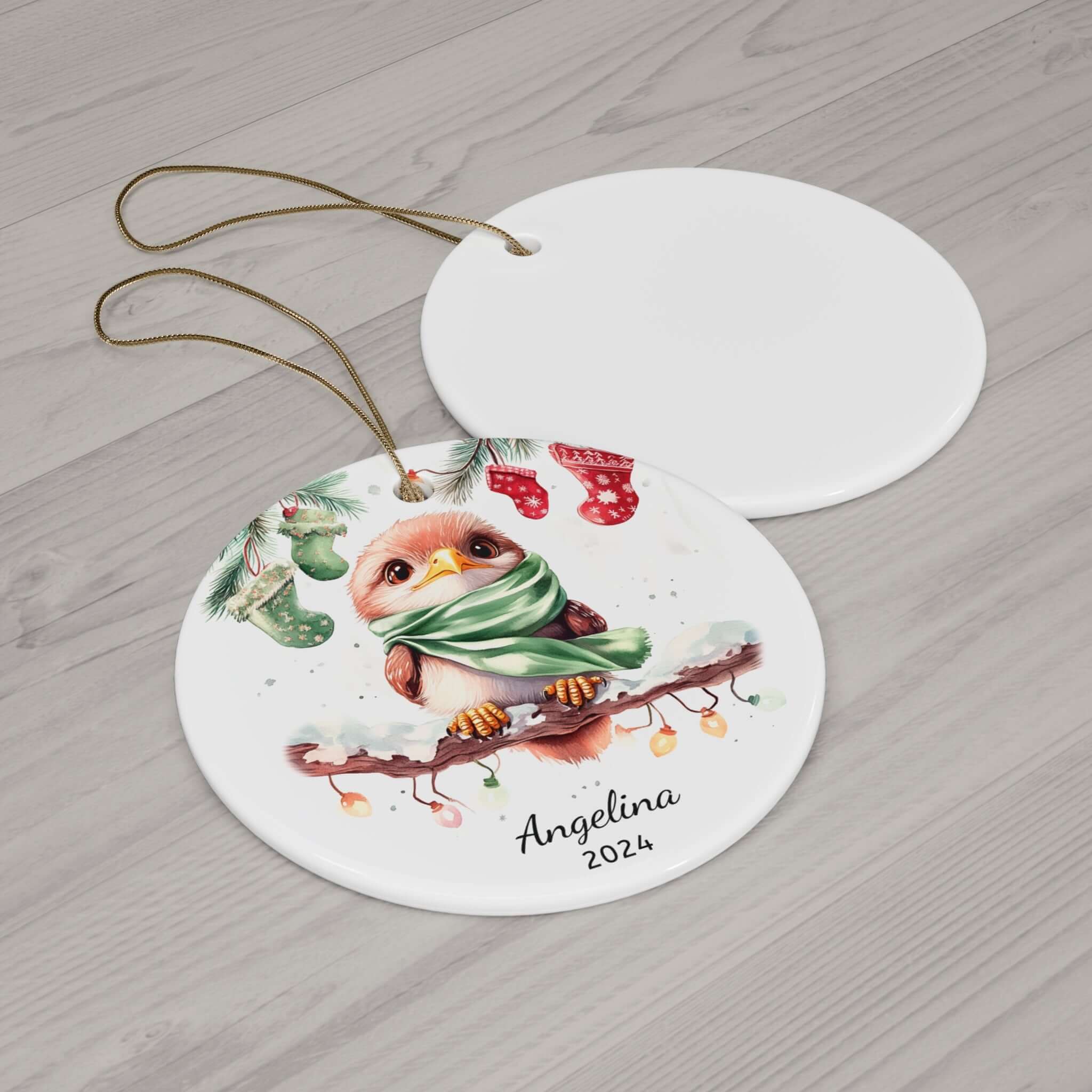 Personalized Eagle on Branch Holiday Ornament