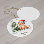Personalized Snowy Christmas Tree Kitten Ornament