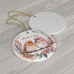 Personalized Cute Birds & Flowers Floral Ornament