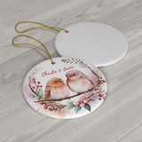 Personalized Cute Birds & Flowers Floral Ornament