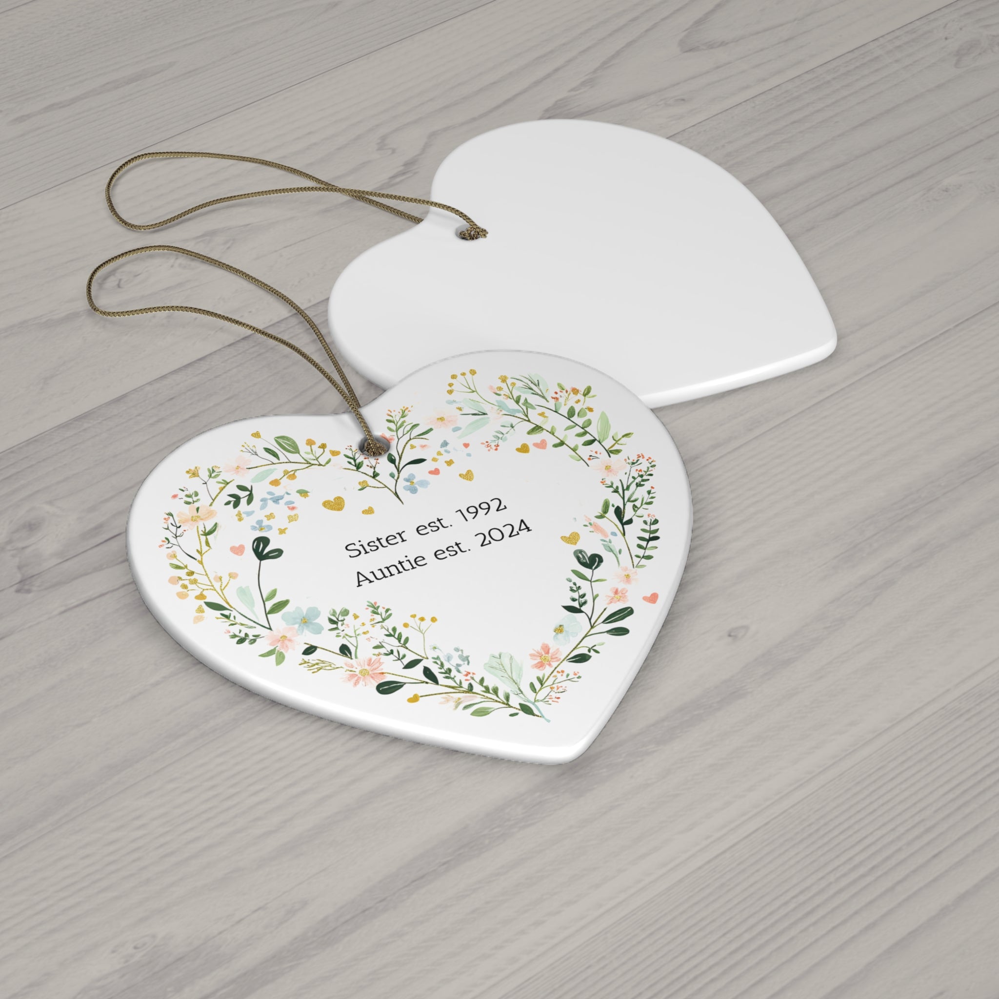 Personalized New Auntie Heart Ornament