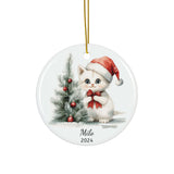 Personalized White Kitten Christmas Ornament