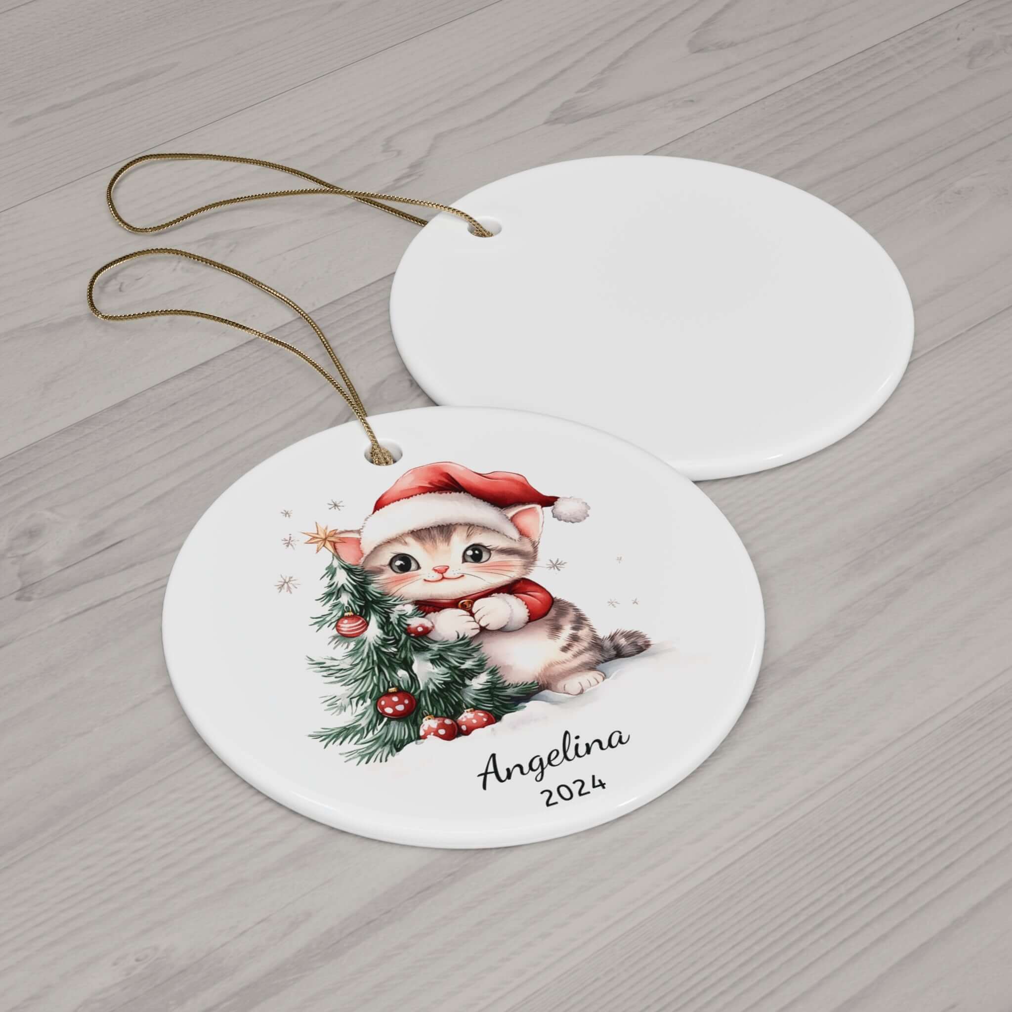Personalized Holiday Cheer Sweet Kitten Ornament
