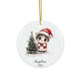 Personalized Santa Kitten Holiday Ornament