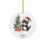 Personalized Santa Kitty Christmas Ornament