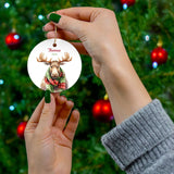 Personalized Plaid Scarf Moose Ornament