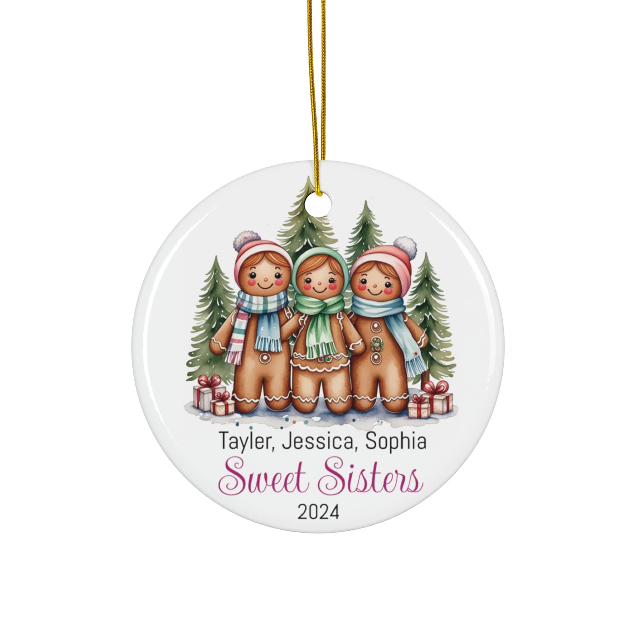 Personalized Gingerbread Three Sisters Ornament