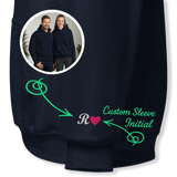 Sleeve Initial Hoodie – Personalized Embroidered Hoodie, Couples or Best Friend Gift