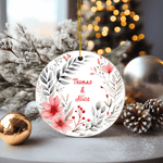 Personalized Pink Flowers & Floral Ornament
