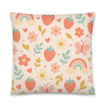 Strawberry and Rainbows Throw Pillow