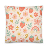 Strawberry and Rainbows Throw Pillow