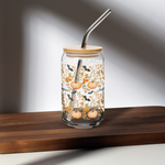 Personalized Pumpkins, Bats & Fall Leaves Glass Tumbler, 16oz